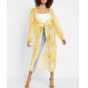 Express Printed Long Sleeve Maxi Cover-Up